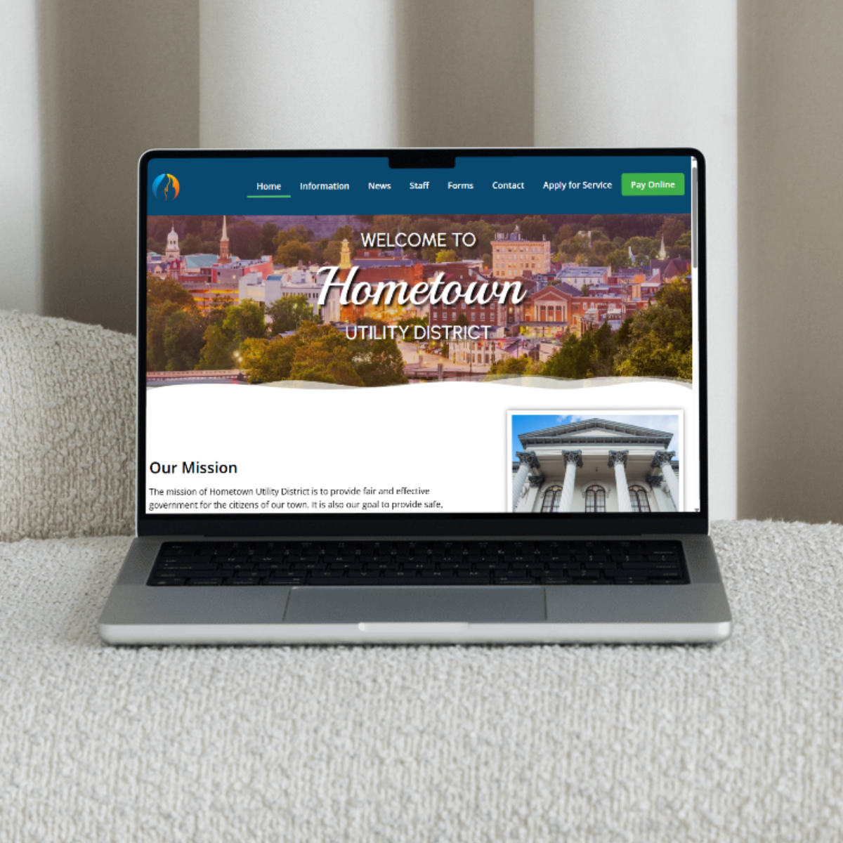 Laptop computer with utility website