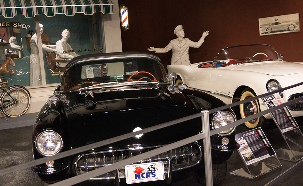 Corvette Museum 1 A display of a 1957 and 1953 Corvette inside the National Corvette Museum in Bowing Green, KY