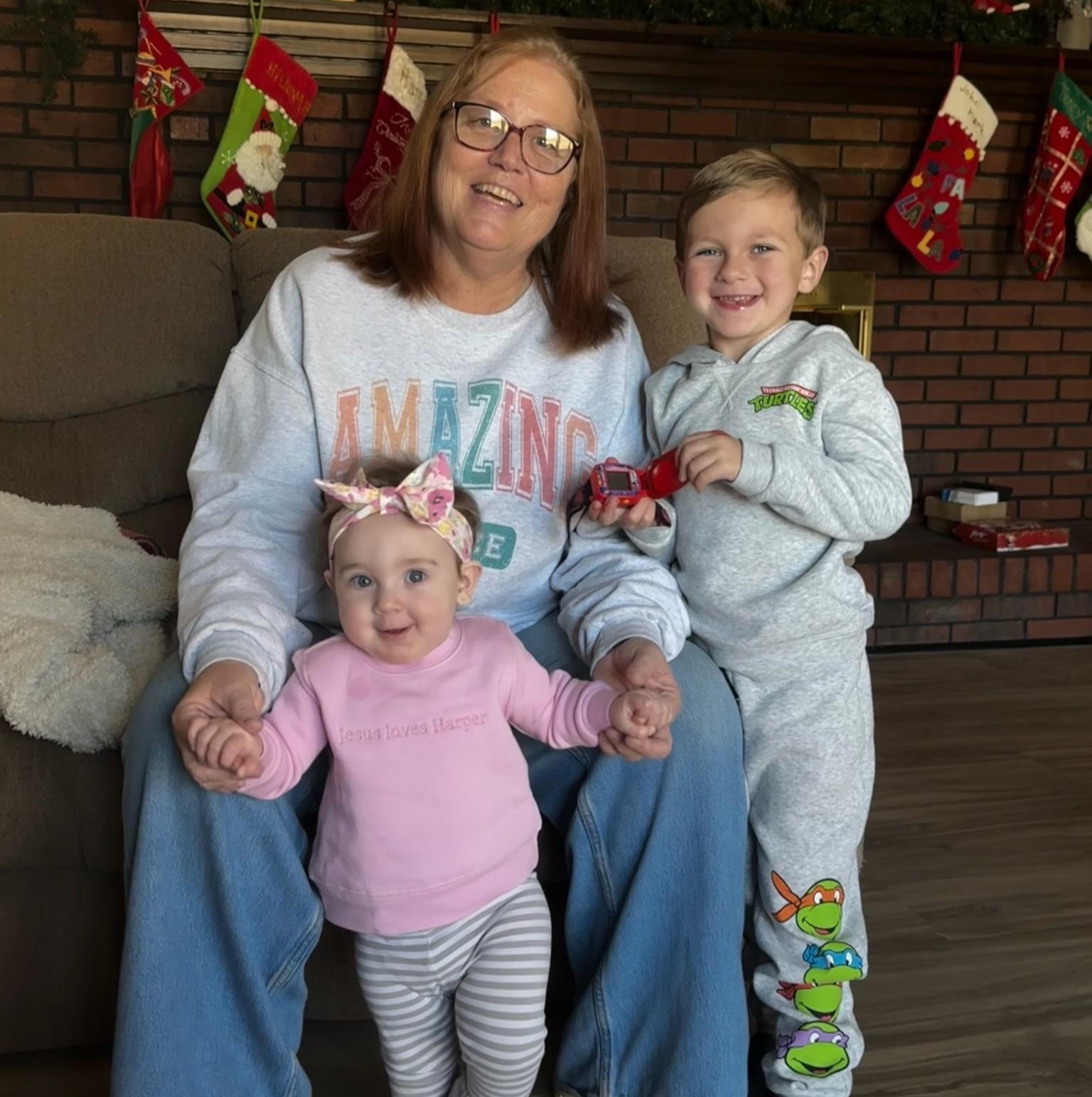 Tracy Lowe with her grandkids