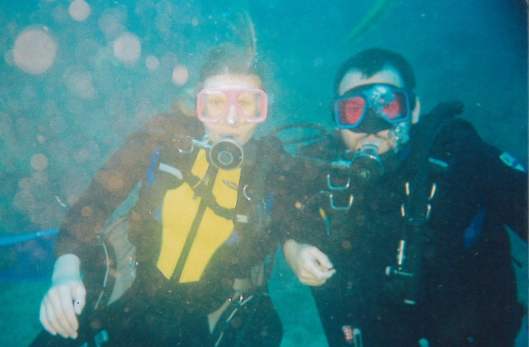 Richard Hall scuba dive Sandi Richard Hall poses underwater with his wife Sandi. The two are scuba diving off the coast of Florida.